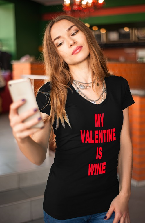 'MY VALENTINE IS WINE' Valentine's Day Statement Shirt