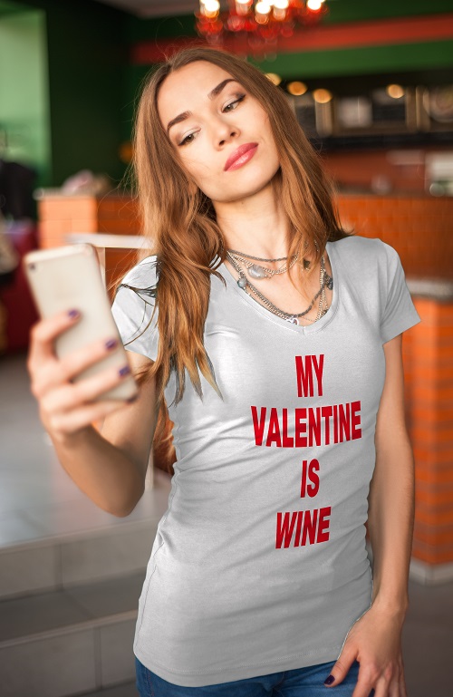'MY VALENTINE IS WINE' Valentine's Day Statement Shirt - Image 2